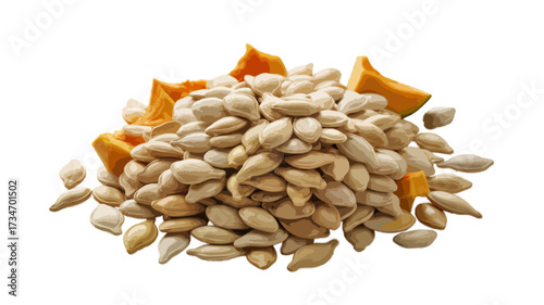 pile of pumpkin seeds isolated on transparent background