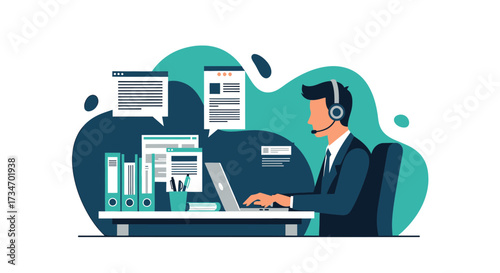 Professional Customer Service Representative Assisting Clients Using Modern Technology