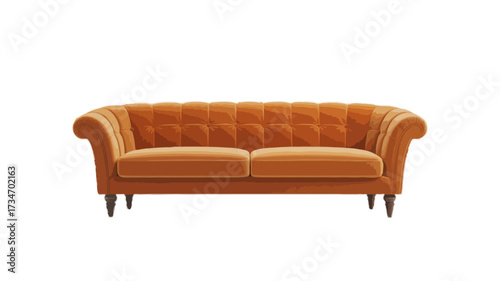 orange textile sofa couch furniture isolated on transparent background