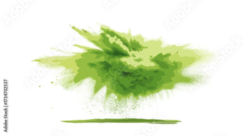 neon green color powder explosion isolated on transparent background