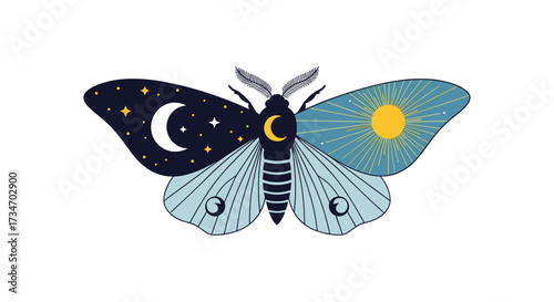 The celestial butterfly symbolizes the transition from night to day.