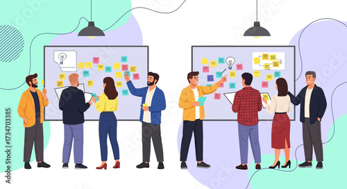 Teamwork brainstorm session illustrating collaborative solutions and creativity in business and