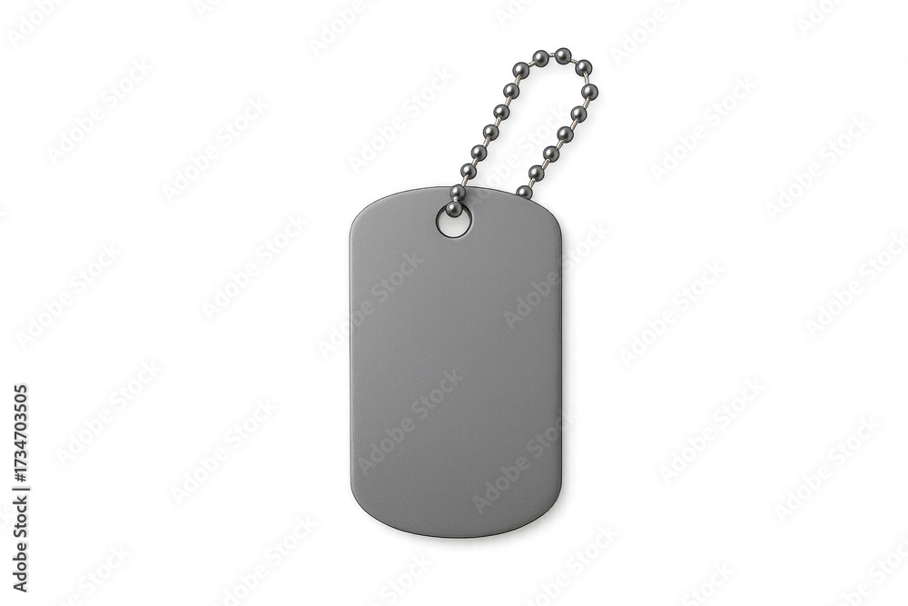Fototapeta premium Durable metal dog tag with bead chain, isolated on a transparent background