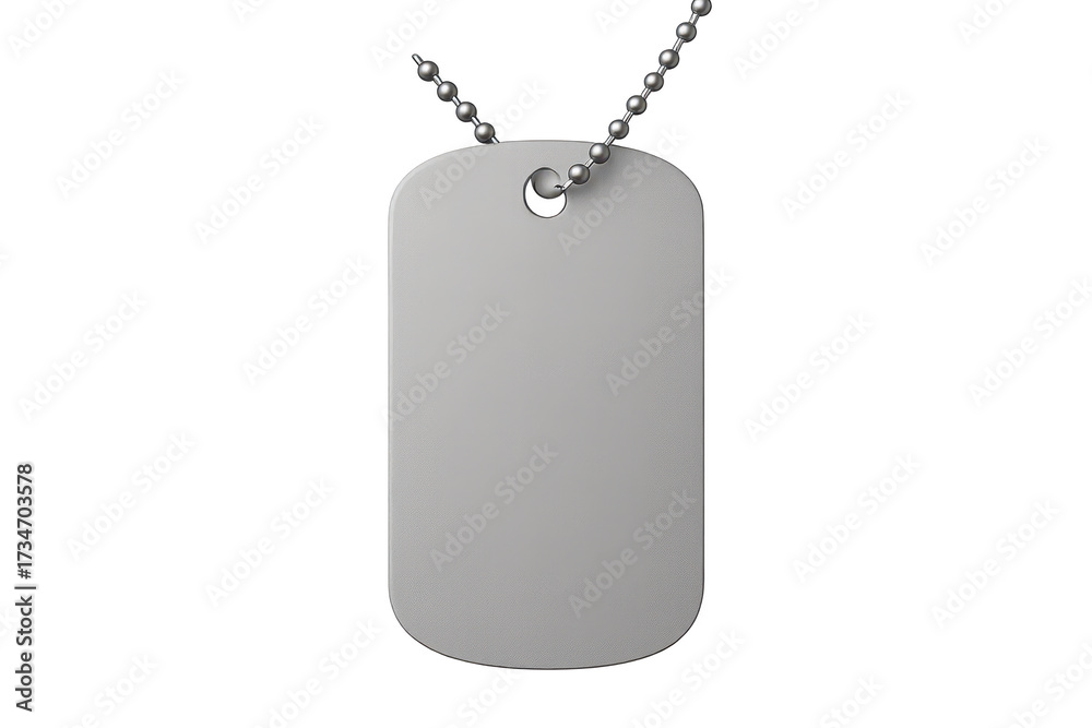 Fototapeta premium Blank military dog tag on metal chain isolated on transparent background