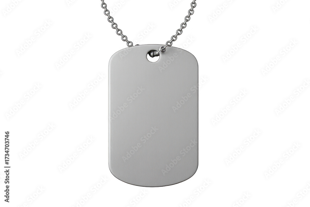 Fototapeta premium Military style blank silver dog tag, isolated on a transparent background.