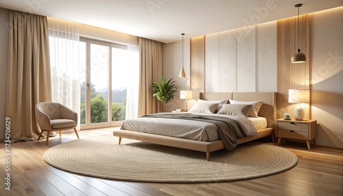 Bedroom Interior Design with Modern Furniture and Neutral Colors