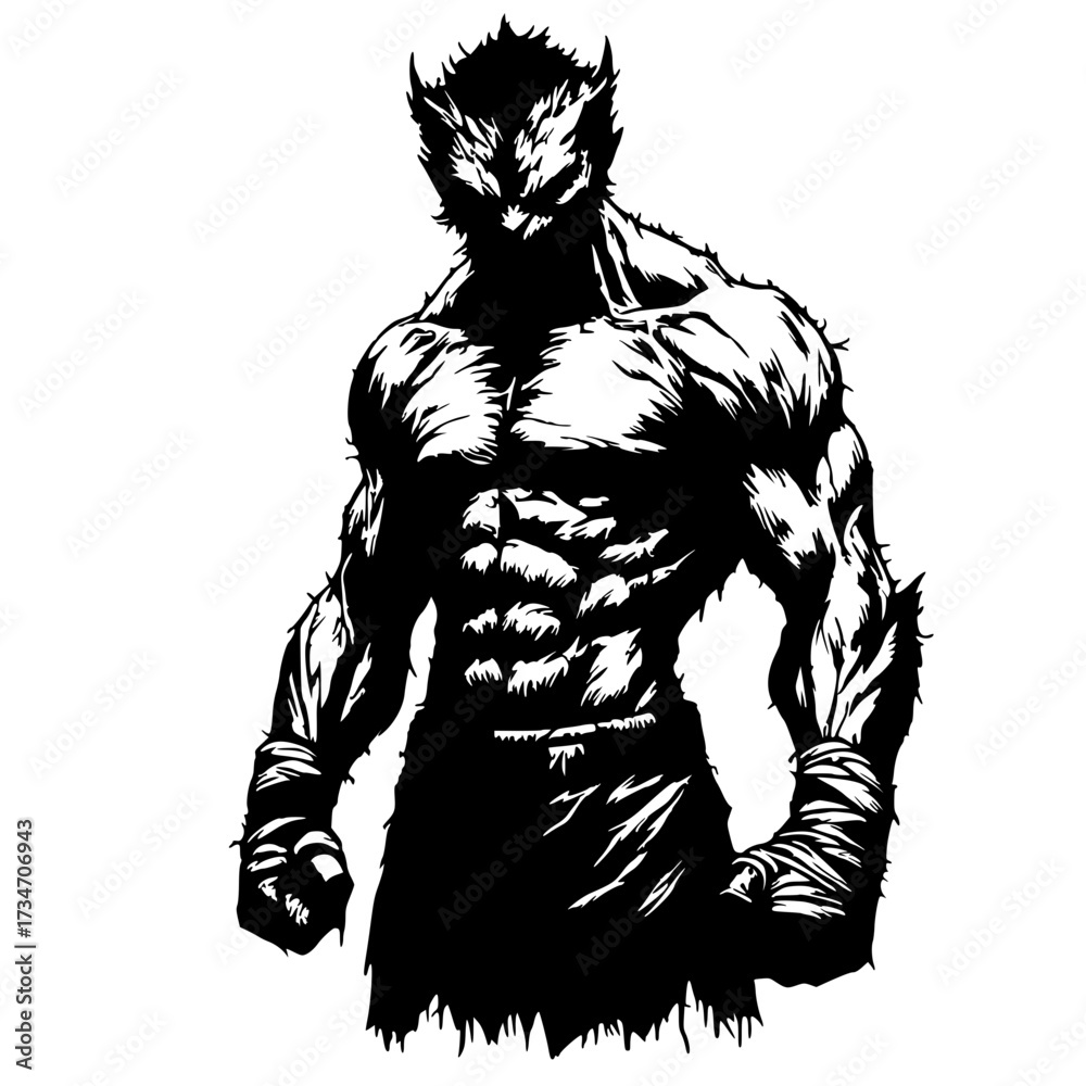 Fototapeta premium Silhouette of a wolf demon