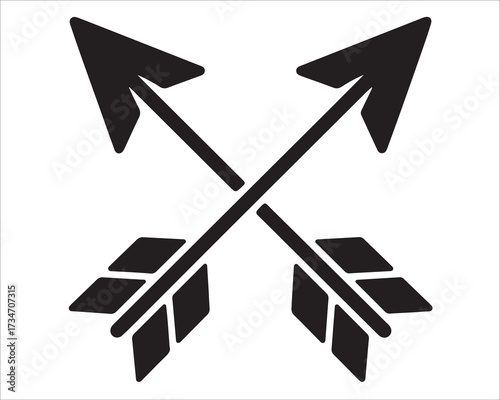 Crossed arrows silhouette vector symbol for tribal and cultural design
