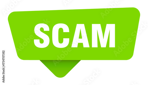 scam green sign isolated on transpatent background. scam sticker