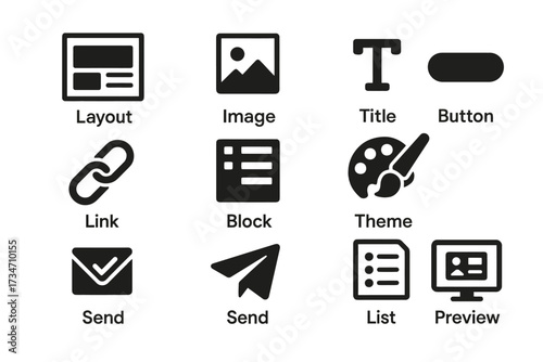 Set of user interface icons for web design and development