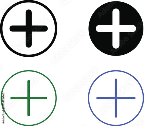 Plus Icon  set. Additional sign. Health symbol icon