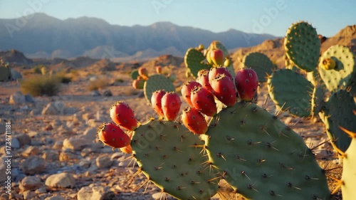 peruvian apple cactus fruit at sunset video