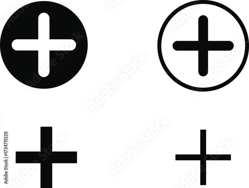 Plus Icon  set. Additional sign. Health symbol icon