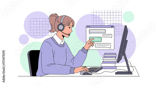 Customer service representative providing online support in a digital environment