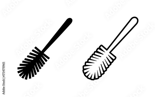 Toilet Brush Icons in Black and White Vector Illustration Minimalist Bathroom Cleaning Tools Design Element for Web or Print