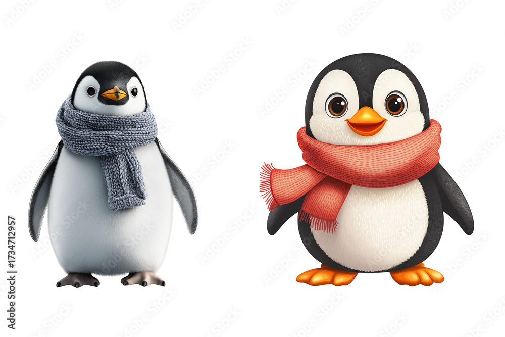 Fototapeta premium Penguin with scarf Isolated on white Background