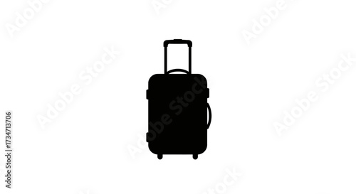 Modern black rolling suitcase with telescopic handle for travel and trips Flat design vector illustration white background.