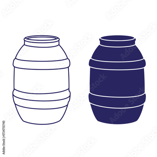 Outline and filled illustration of a barrel suitable for storage and industrial usage