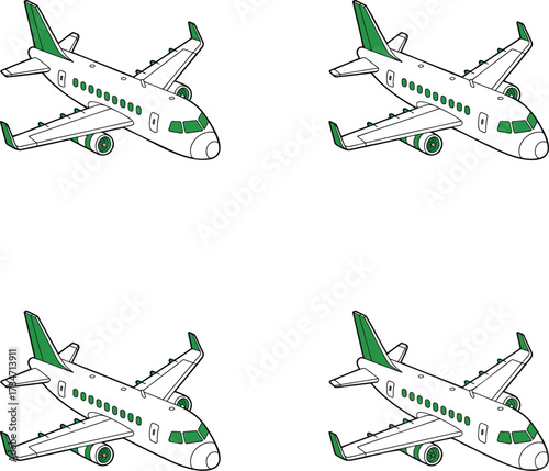 Isometric Commercial Airplane – Vector for Travel, Aviation, and Global Business Logistics isolated On Transparent Background