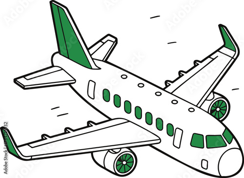 Isometric Commercial Airplane – Vector for Travel, Aviation, and Global Business Logistics isolated On Transparent Background
