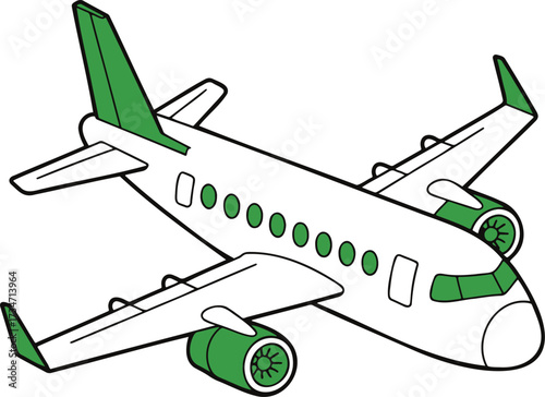 Isometric Commercial Airplane – Vector for Travel, Aviation, and Global Business Logistics isolated On Transparent Background