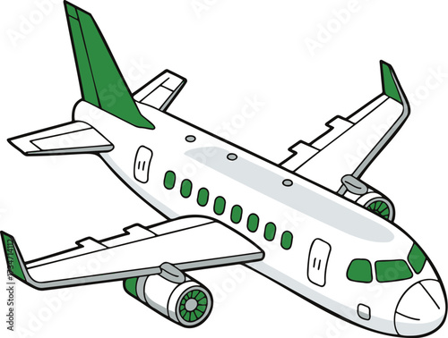 Isometric Commercial Airplane – Vector for Travel, Aviation, and Global Business Logistics isolated On Transparent Background