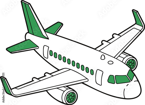Isometric Commercial Airplane – Vector for Travel, Aviation, and Global Business Logistics isolated On Transparent Background