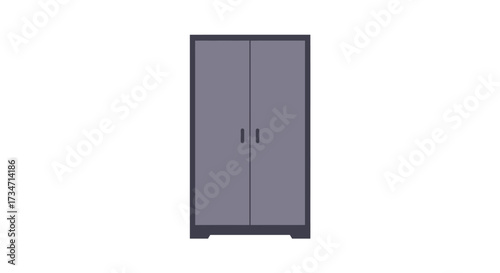 Modern two-door tall wardrobe cabinet furniture storage solution for bedrooms Flat design vector illustration white background.