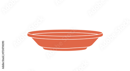 Simple orange ceramic bowl isolated on white studio background kitchenware Flat design vector illustration white background.