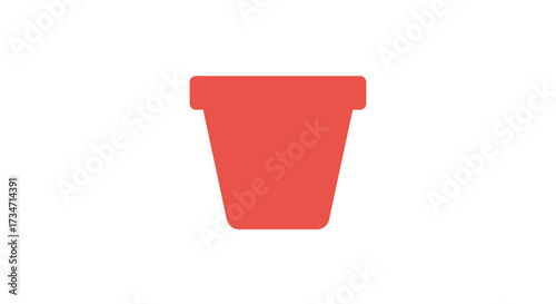 Simple red terracotta flower pot isolated object for gardening and planting design elements Flat design vector illustration white background.