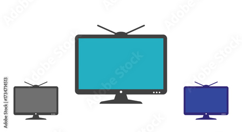 Vintage and modern televisions displaying a bright screen and antenna Flat design vector illustration white background.