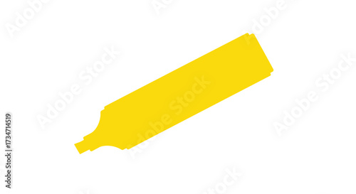 Bright yellow highlighter pen with chiseled tip isolated on for highlighting text Flat design vector illustration white background.