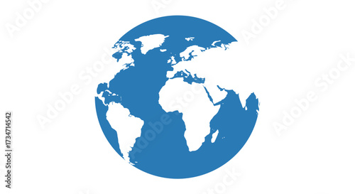 Abstract blue earth globe icon representing global connectivity and digital world concepts Flat design vector illustration white background.
