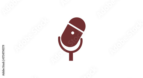 Retro microphone icon for audio recording podcasts and broadcasting simple clean design Flat design vector illustration white background.