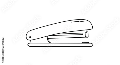 Simple line art stapler office supply for stationery and document binding needs Flat design vector illustration white background.