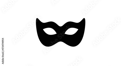 Simple black masquerade mask icon for mysterious and elegant events and designs Flat design vector illustration white background.