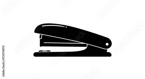 Classic office stapler silhouette a simple stapling tool for everyday paperwork Flat design vector illustration white background.