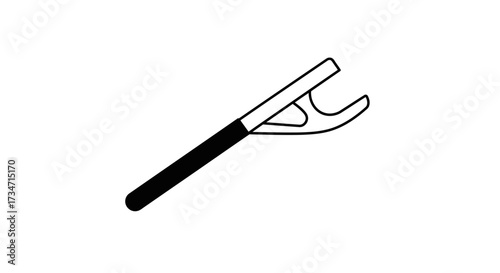 Simple hand-drawn graphic of a can opener tool for kitchen use and food preparation tasks Flat design vector illustration white background.