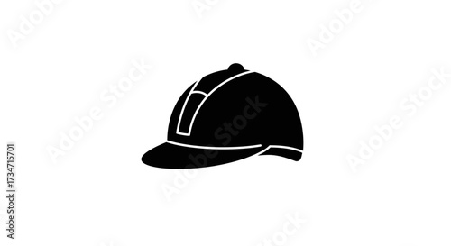 Equestrian riding helmet icon silhouette for horseback riding and jodhpurs apparel Flat design vector illustration white background.