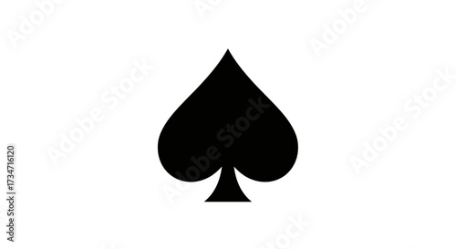 Iconic black spade symbol isolated on for gambling and card game design Flat design vector illustration white background.