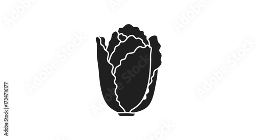 Simple silhouette icon of a fresh head of napa cabbage for healthy food and organic produce designs Flat design vector illustration white background.