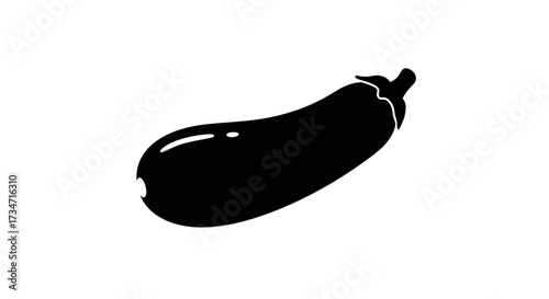 Silhouette of a fresh ripe eggplant symbol for healthy eating and cooking delicious vegetarian dishes Flat design vector illustration white background.