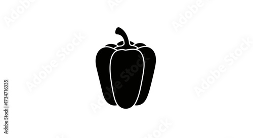 Bold black silhouette of a bell pepper ready for culinary creations Flat design vector illustration white background.