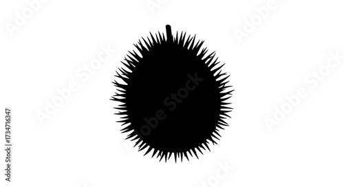 Abstract black spiky organic shape with fine detail and texture isolated on Flat design vector illustration white background.