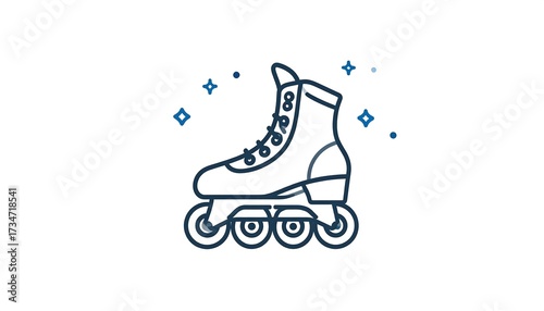 Simple line art illustration of roller skates, featuring a clean design and a side view.