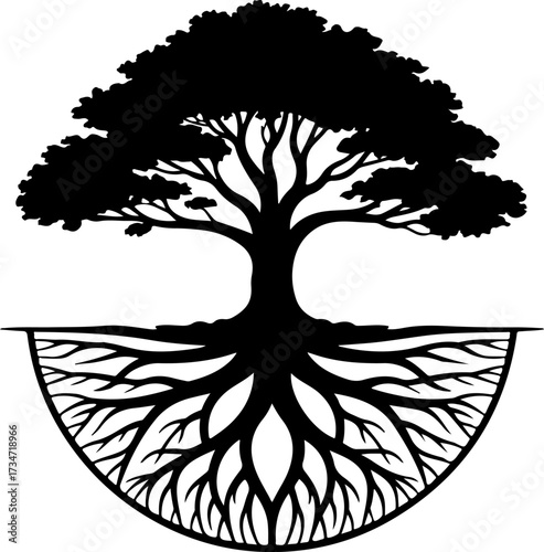 Tree of Life Symbol of Growth, Connection, and Resilience, Depicting Roots & Branches