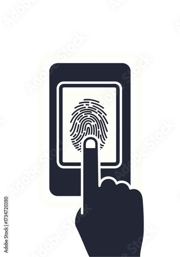 Finger Pressing Biometric Fingerprint Scanner Flat Vector