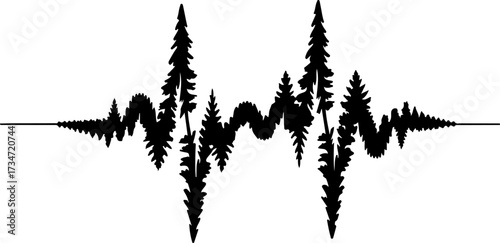 Soundwave of Forest Trees Silhouette Representing Nature's Harmony and Abstract Art