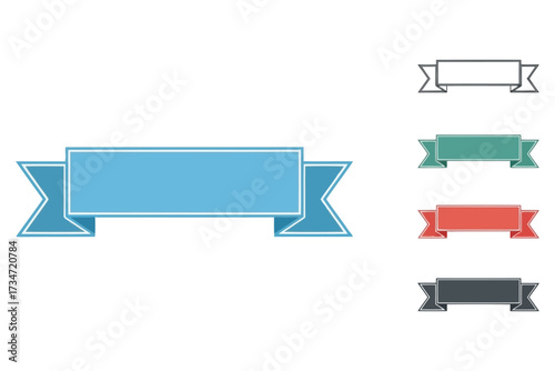 Vector art of ribbon banner set collection of decorative elements for adding text, titles, and messages to designs and layouts with style