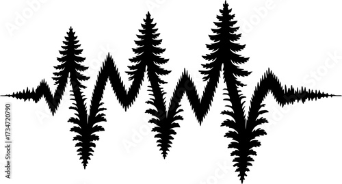 Artistic waveform illustration of tree silhouettes creating a unique sound design